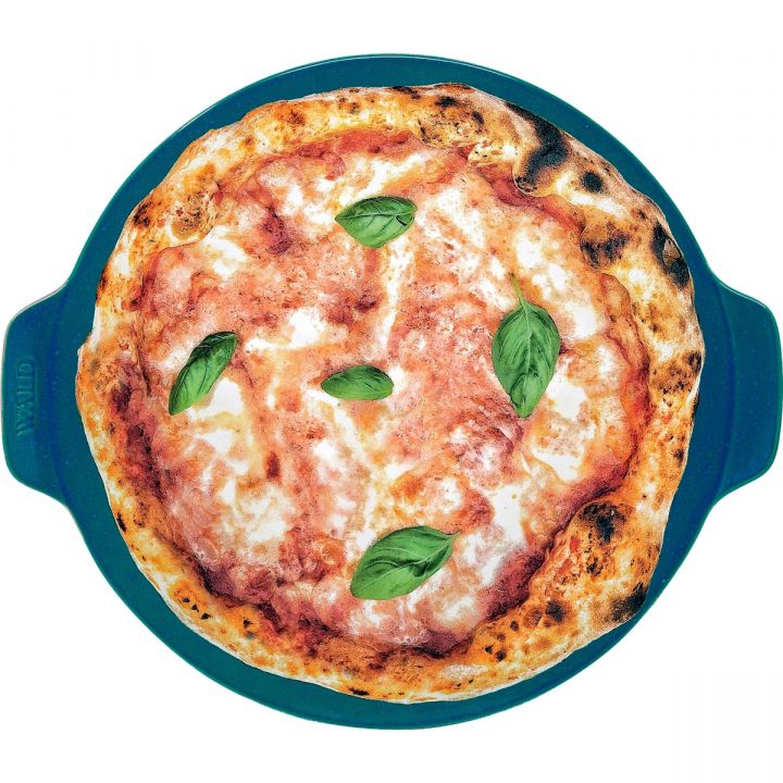 Piatto pizza in argilla blu